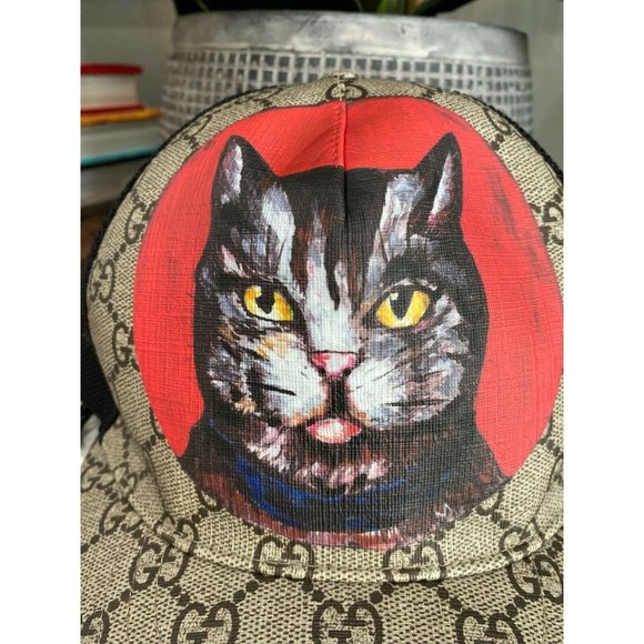 NEW Gucci GG Supreme Angry Cat Baseball Cap Hat - Picture 6 of 12